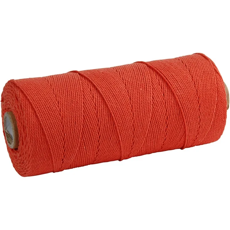 Macramé-Kordel, L 315 m, Dicke 1 mm, Dünne Qualität 12/12, Orange, 220 g/ 1 Knäuel