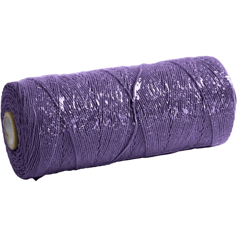 Macramé-Kordel, L 315 m, Dicke 1 mm, Dünne Qualität 12/12, Violett, 220 g/ 1 Knäuel
