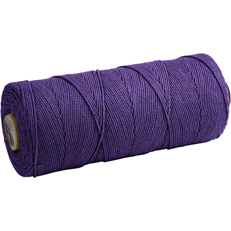 Macramé-Kordel, L 315 m, Dicke 1 mm, Dünne Qualität 12/12, Violett, 220 g/ 1 Knäuel