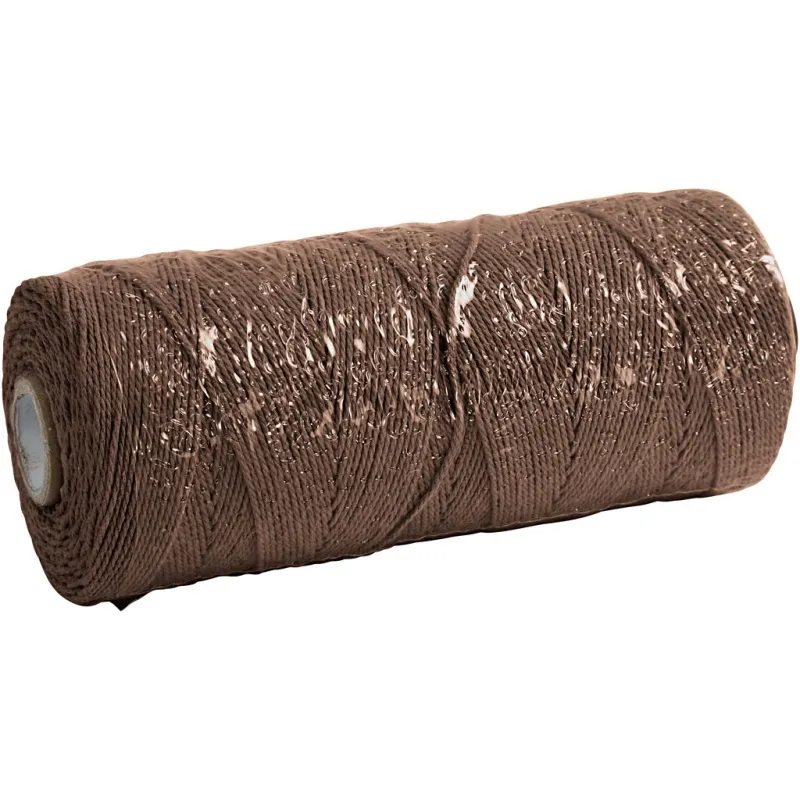 Macramé-Kordel, L 315 m, Dicke 1 mm, Dünne Qualität 12/12, Braun, 220 g/ 1 Knäuel