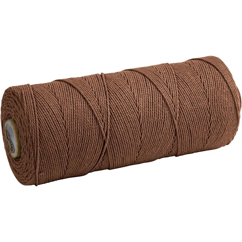 Macramé-Kordel, L 315 m, Dicke 1 mm, Dünne Qualität 12/12, Braun, 220 g/ 1 Knäuel