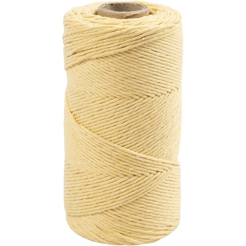 Makramée-Garn, L 198 m, D 2 mm, Hellgelb, 330 g/ 1 Rolle