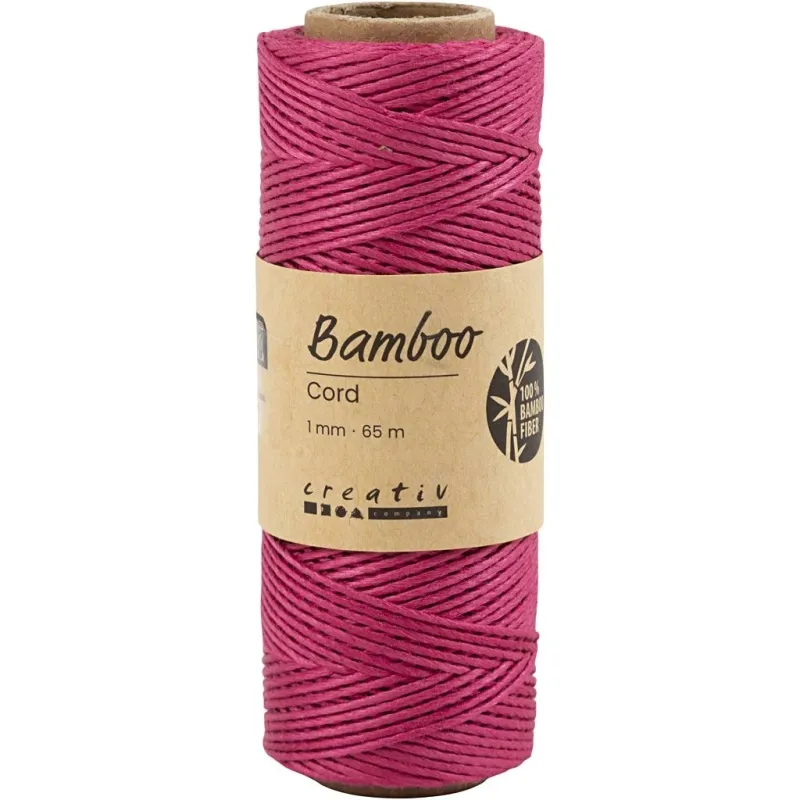 Bambusschnur, Dicke 1 mm, Dunkelpink, 65 m/ 1 Rolle