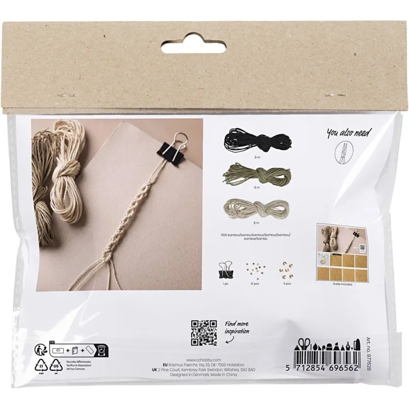Mini Kreativ Set Makramée, Armband, Schwarz, Olivbraun, Beige, 1 Pck