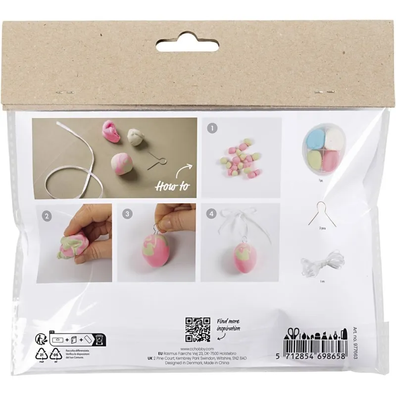 Mini Kreativ Set Modellieren, Marmorierte Eier, 1 Pck