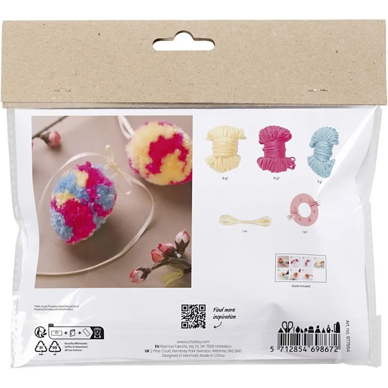 Mini Kreativ Set Pompon, Eier, Sort. Farben, 1 Pck