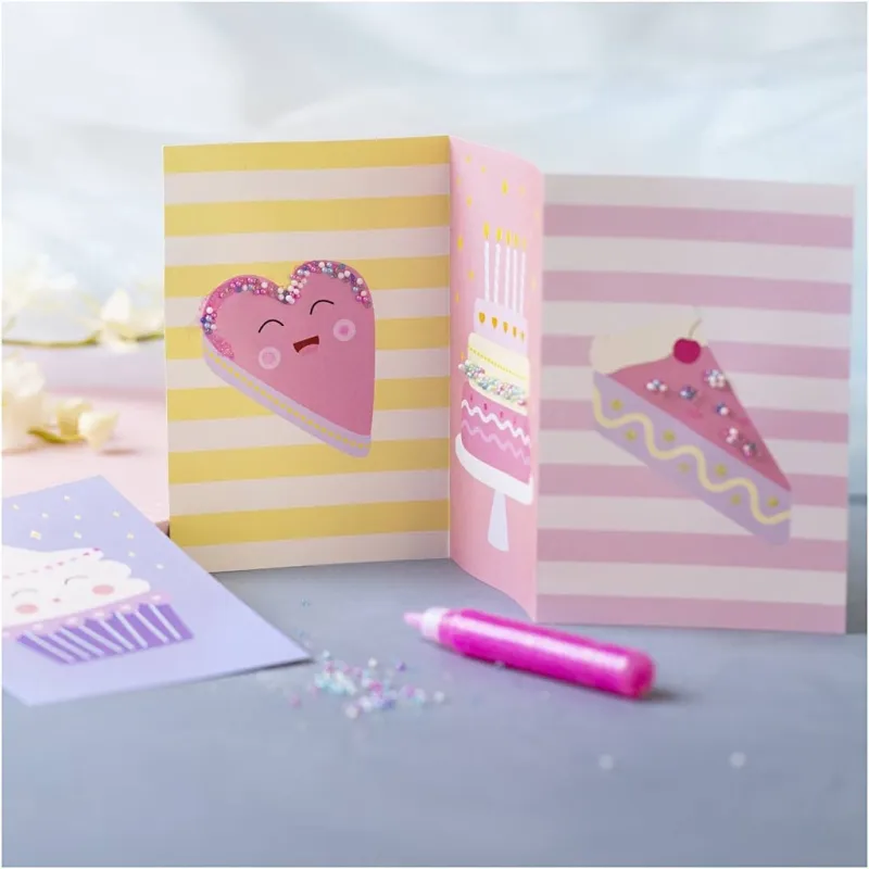 Mini Kreativ Set Dekoration, Kuchen, Pastellpink, Pastelllila, Pastellgelb, 1 Pck