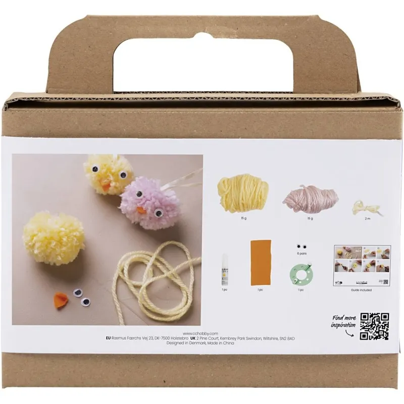 Mini Kreativ Set Pompon, Küken, Sortierte Farben, 1 Pck