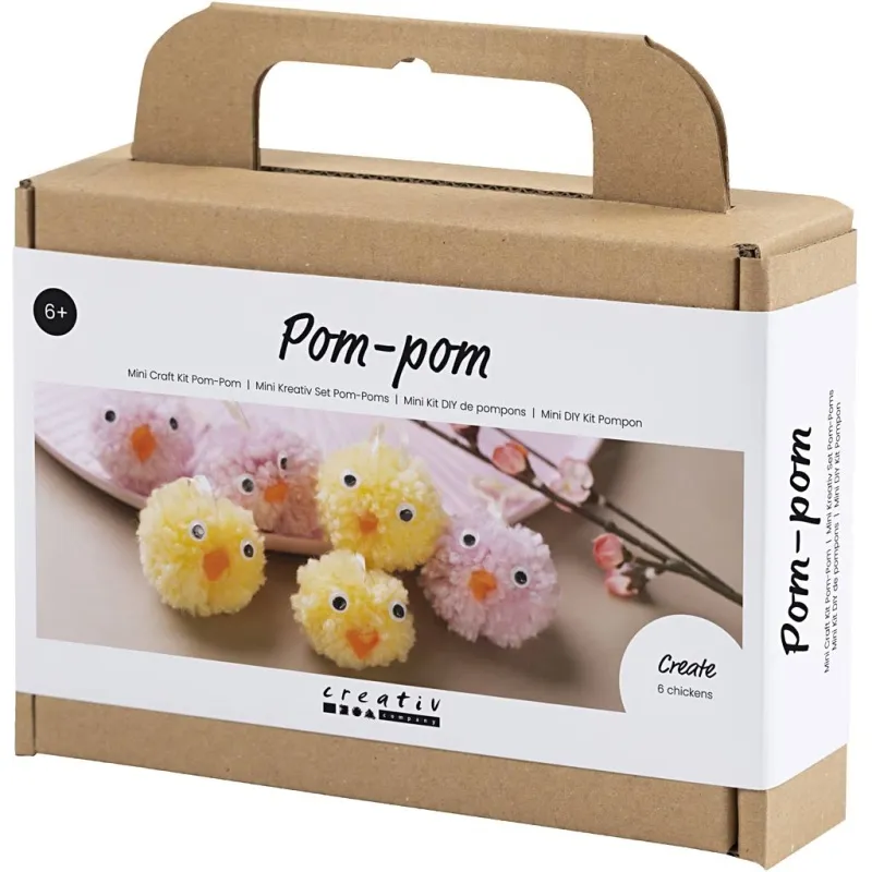 Mini Kreativ Set Pompon, Küken, Sortierte Farben, 1 Pck