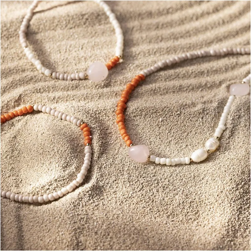 Mini Kreativ Set Schmuck, Halskette und Armband aus Rosenquarz, 1 Pck