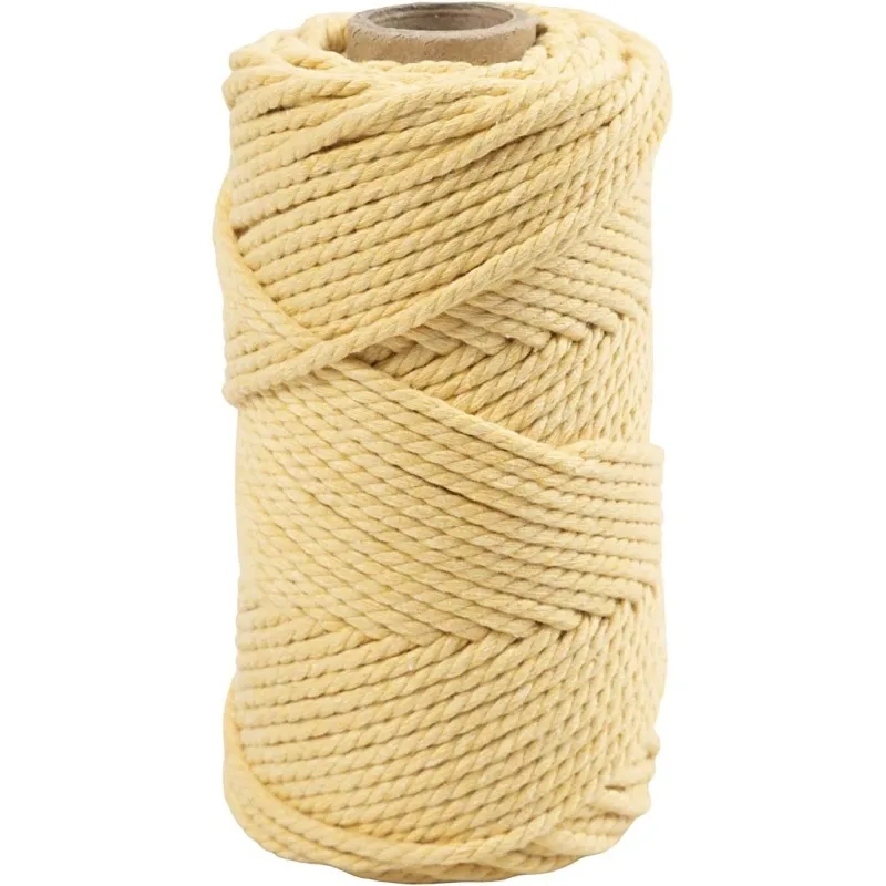 Makramée-Kordel, L 55 m, D 4 mm, Hellgelb, 330 g/ 1 Rolle
