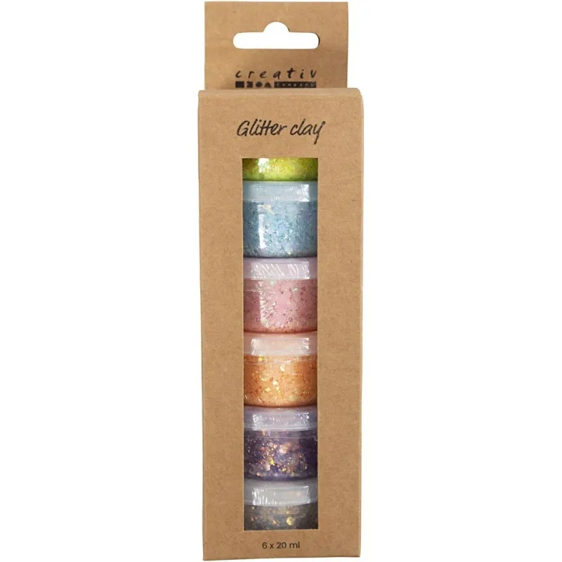 Glitter Clay, Pastellfarben, 6x20 g/ 1 Pck