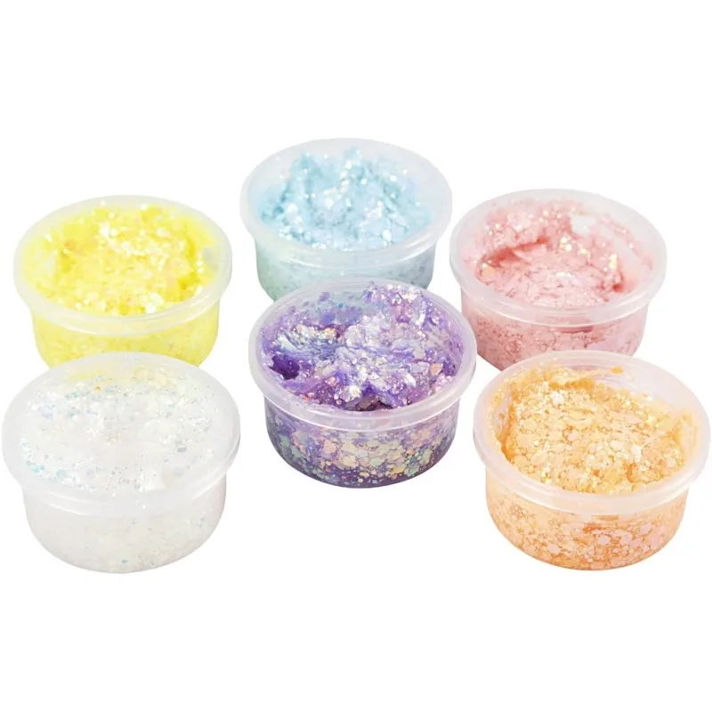 Glitter Clay, Pastellfarben, 6x20 g/ 1 Pck
