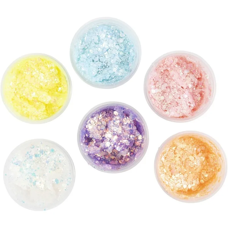 Glitter Clay, Pastellfarben, 6x20 g/ 1 Pck