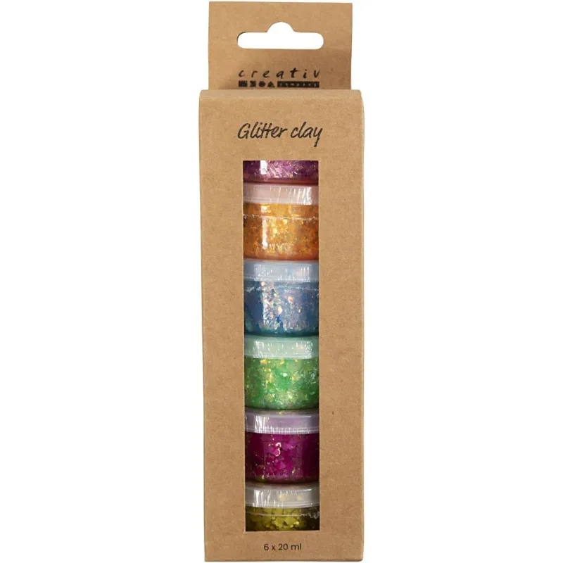 Glitter Clay, Fröhliche Farben, 6x20 g/ 1 Pck