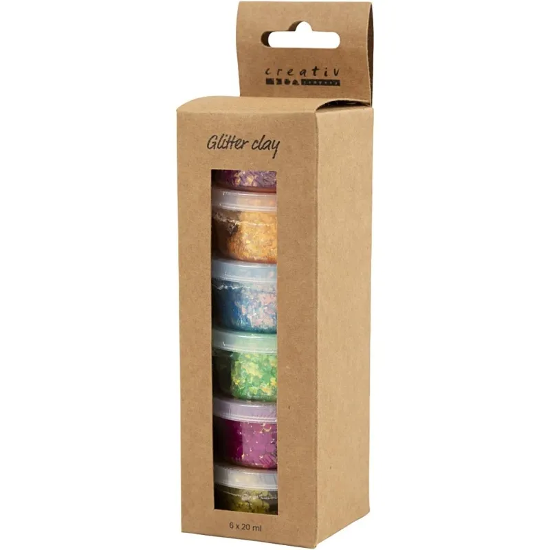 Glitter Clay, Fröhliche Farben, 6x20 g/ 1 Pck