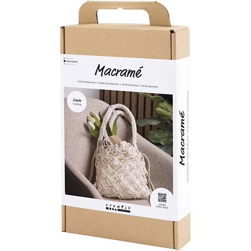 Kreativ Set Makramée, Tasche, Weiß, 1 Pck