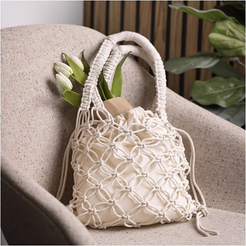 Kreativ Set Makramée, Tasche, Weiß, 1 Pck