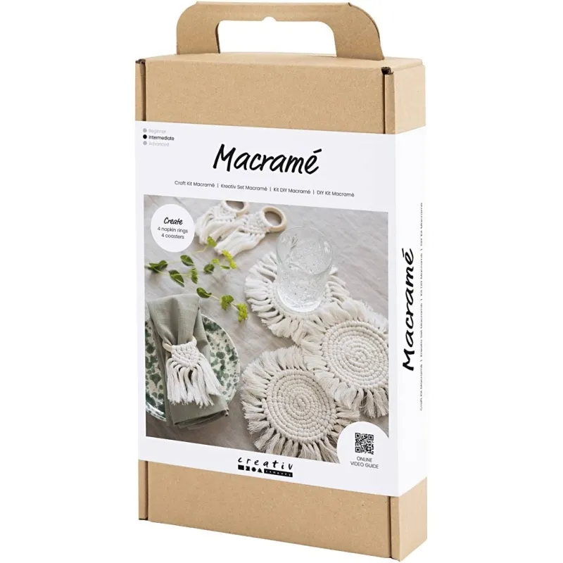Kreativ Set Makramée, Tischdeko, Creme, 1 Pck