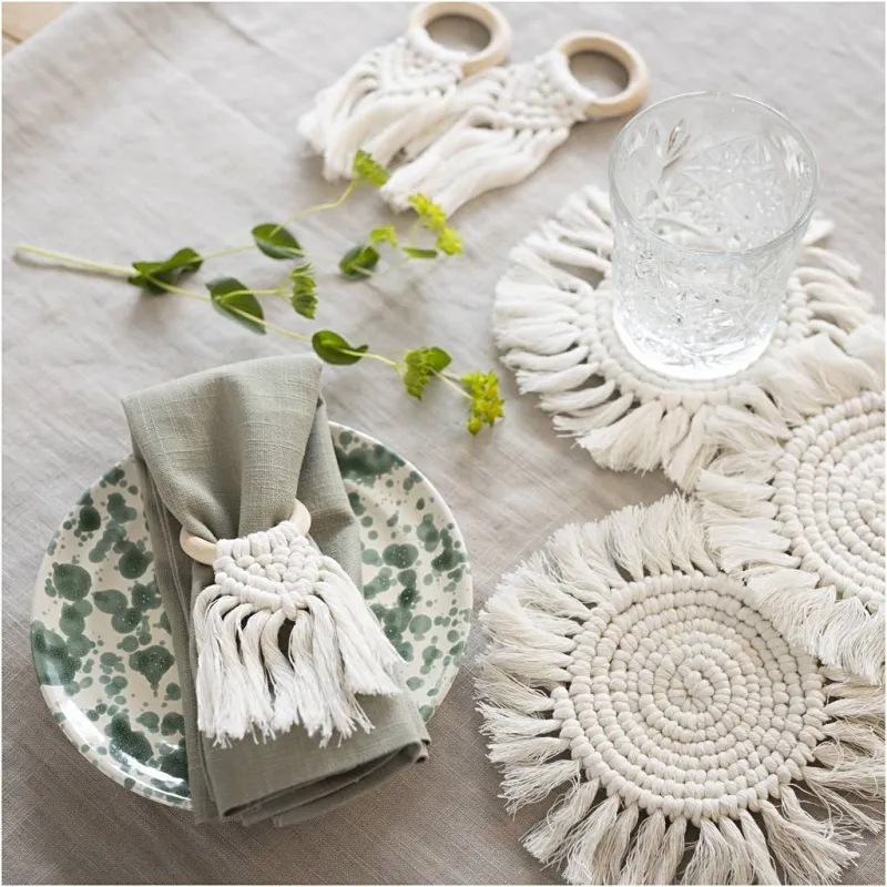 Kreativ Set Makramée, Tischdeko, Creme, 1 Pck