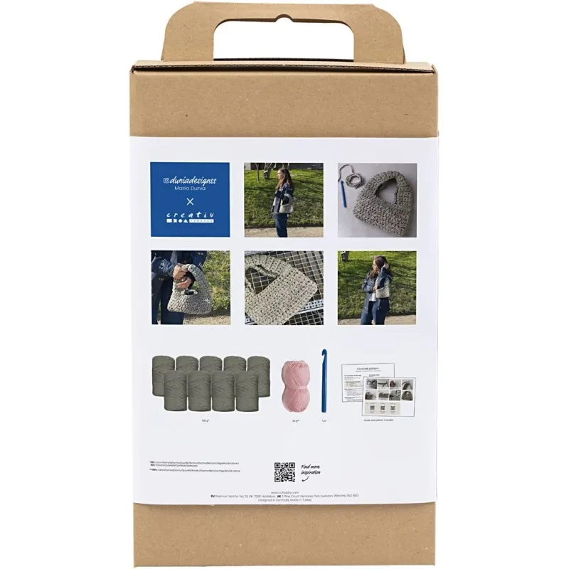 Kreativ Set Häkeln, Grob gehäkelte Tasche, Olivgrün, 1 Pck