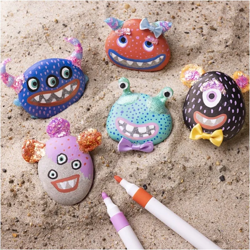 Kreativ Set Steindekoration, Monster, Sortierte Farben, 1 Pck