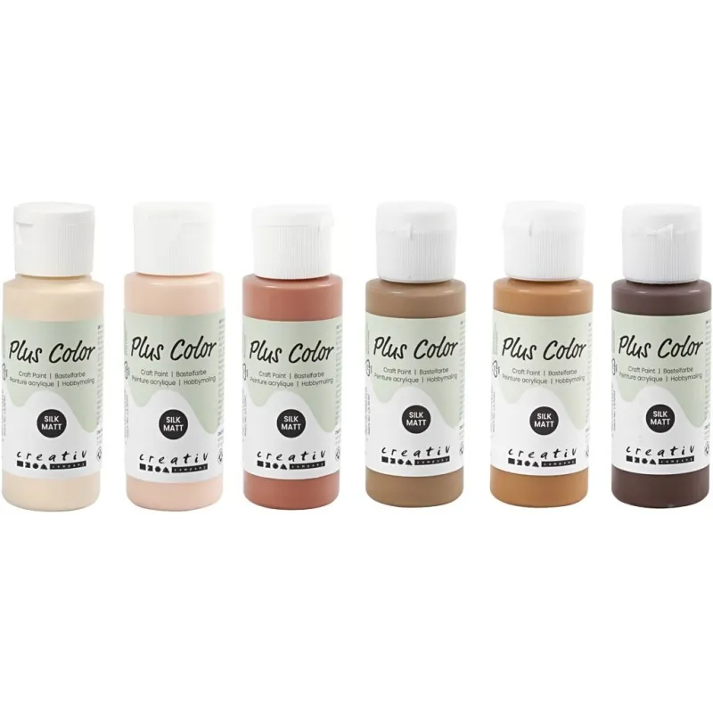 Plus Color Bastelfarbe, Sortierte Farben, 6x60 ml/ 1 Pck