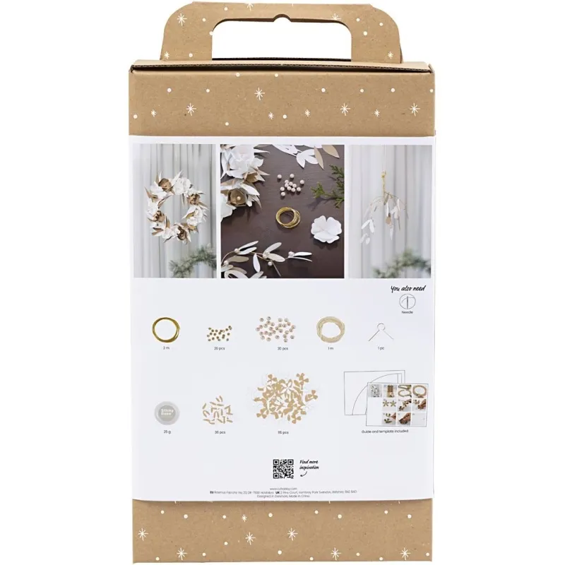 Kreativ Set Papierdeko, Kranz, Weiß, Hellnatur, 1 Pck