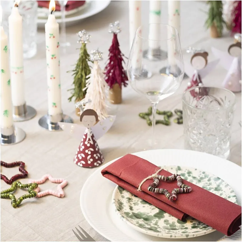 Kreativ Set Tischdeko, Engel, Weihnachtsbäume, Sterne, Sortierte Farben, 1 Pck