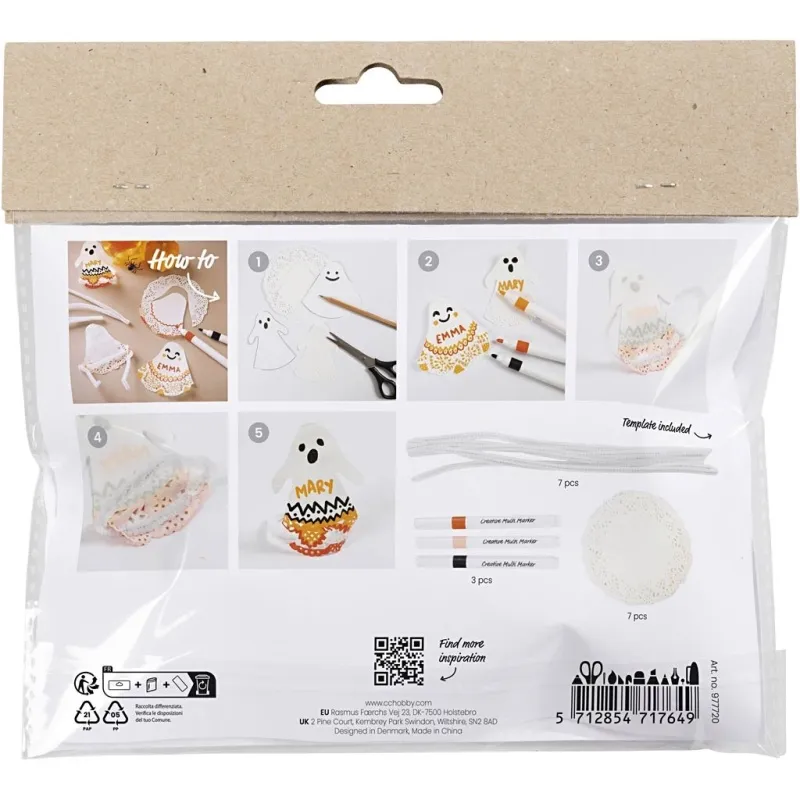 Mini Kreativ Set Ausmalen, Gespenster, Schwarz, Hellorange, Mittelorange, Weiß, 1 Pck