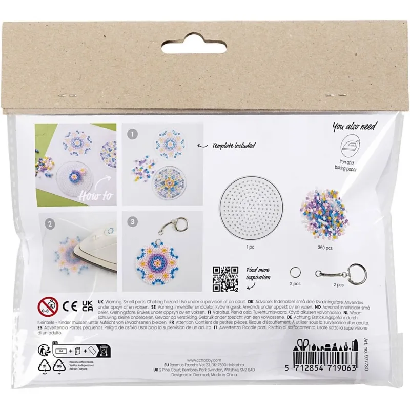 Mini Kreativ Set Bügelperlen, Anhänger/Beuteldekoration, Sortierte Farben, 1 Pck