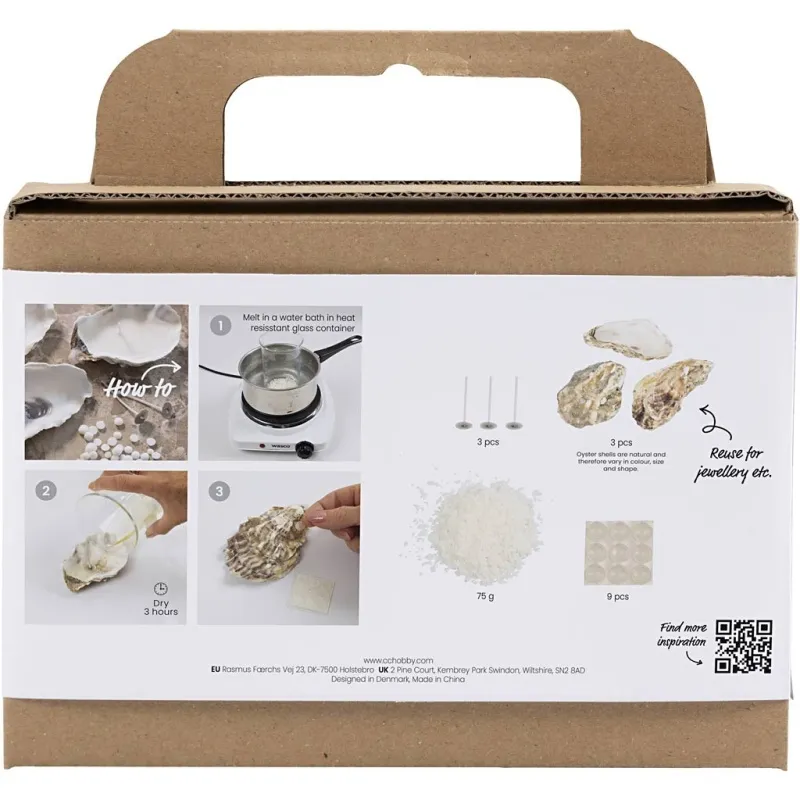Mini Kreativ Set Kerzengießen, Sojawachskerzen in Austernschalen, Creme, 1 Pck