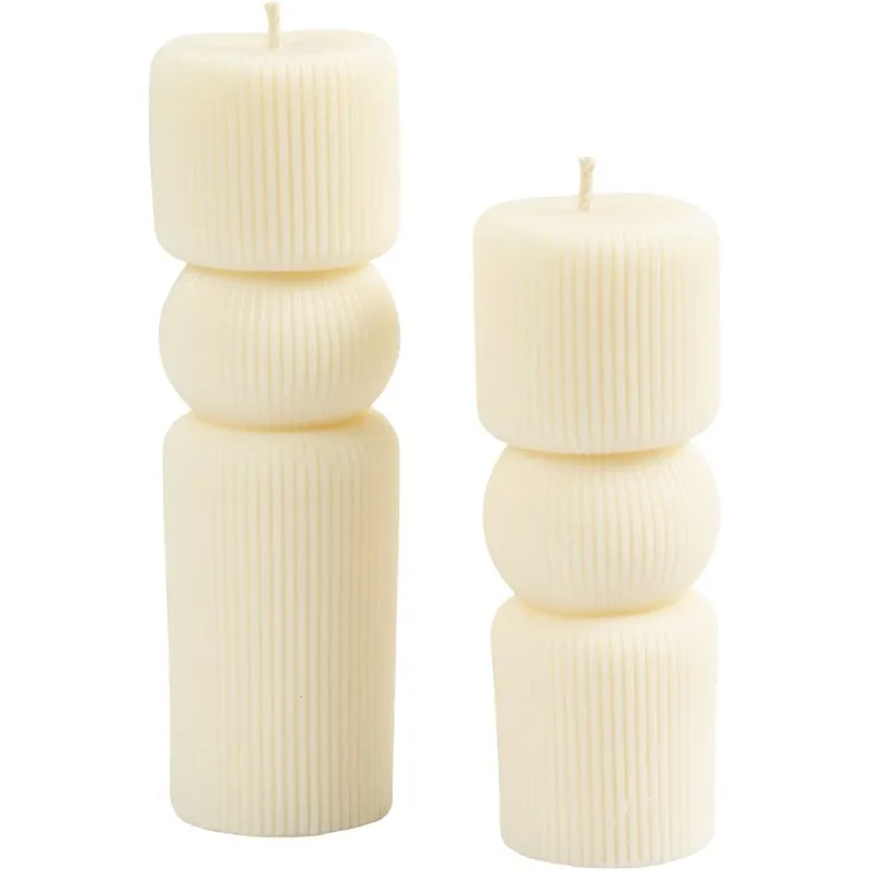Silikonform, Gerippter Zylinder mit Bogen, H 11+14 cm, D 4+4 cm, 2 Stk/ 1 Pck