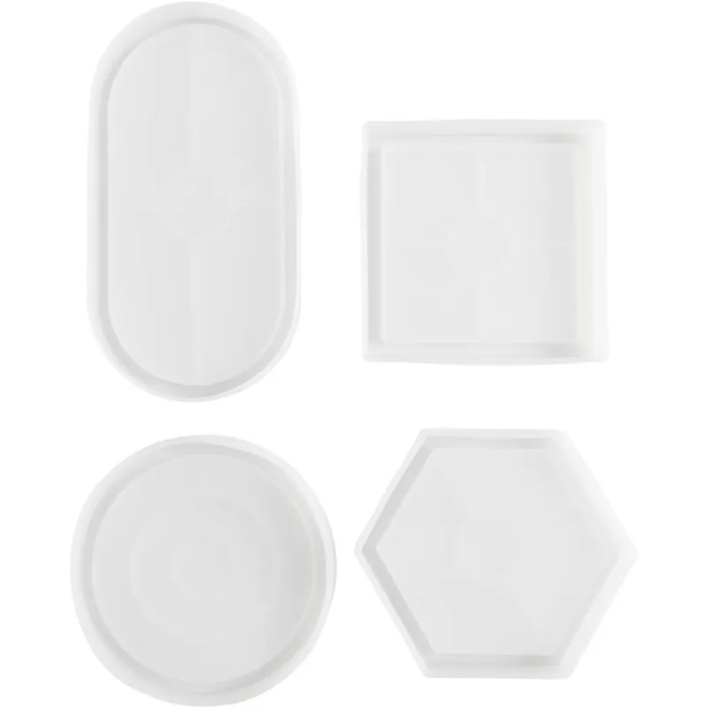 Silikonform, Quadrat, Kreis, Sechseck und Oval, H 1-1,5 cm, D 9-11,2 cm, 4 Stk/ 1 Pck