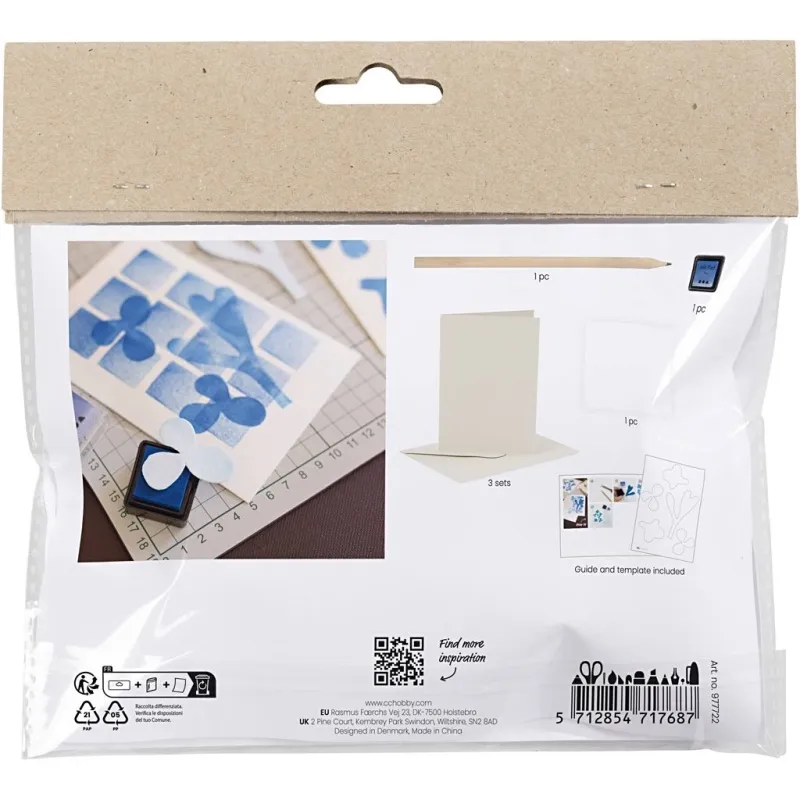 Mini Kreativ Set Stempeldruck, Karte mit Design, Weiß, Creme, 1 Pck