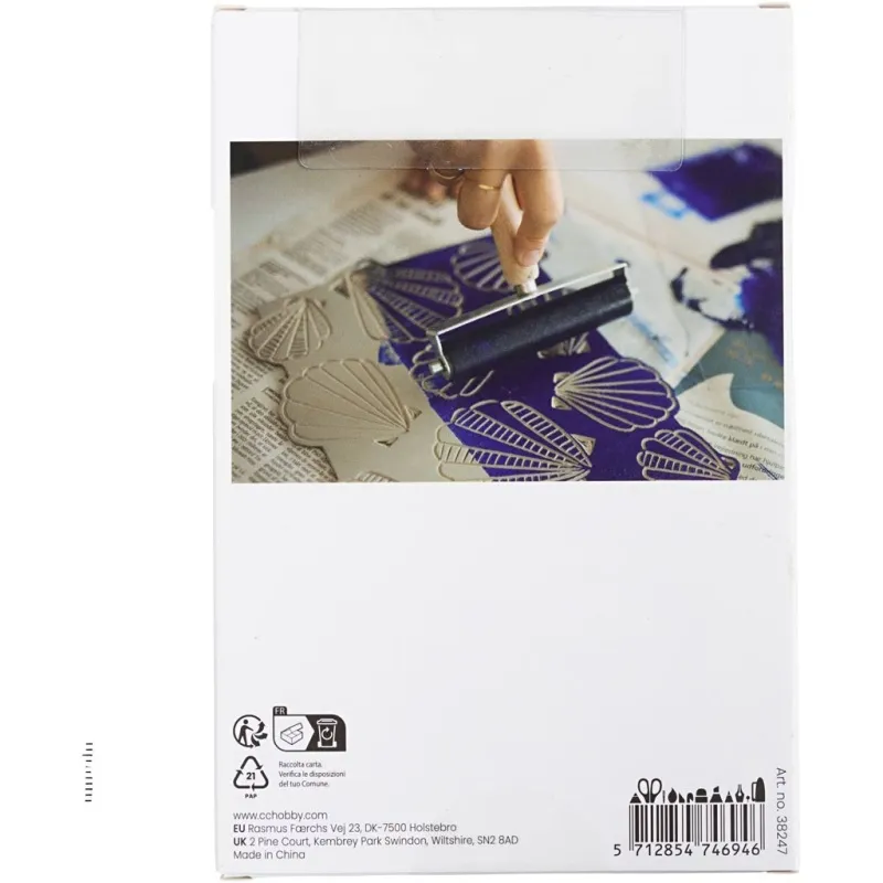 Linoldruck-Platte, Blatt 10x15 cm, Hellgrau, 180 g, 1 Stk