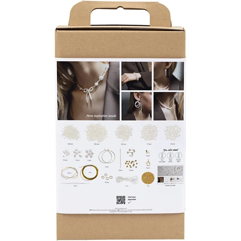 Kreativ Mix Schmuck, Halsketten, Armbänder, Ohrringe, Vergoldet, Perlmuttweiß, 1 Pck