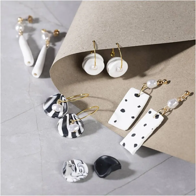 Mini Kreativ Set Schmuck, Ohrringe, Schwarz, Weiß, 1 Pck