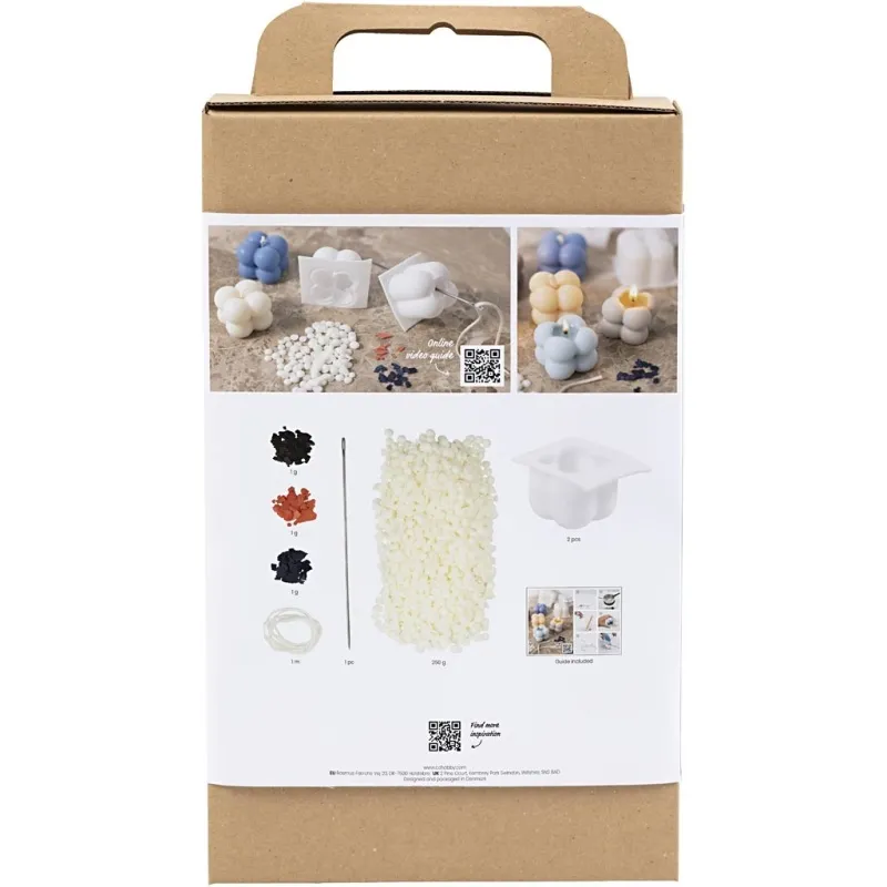 Kreativ Set Kerzengießen, Blasenkerze aus Sojawachs, Beige, Hellblau, Creme, 1 Pck