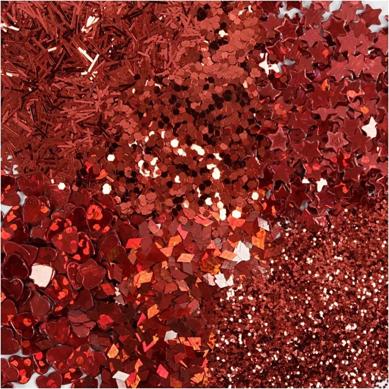 Biologisch abbaubarer Sparkles & Pailletten, Rot, 6x7 ml/ 1 Pck
