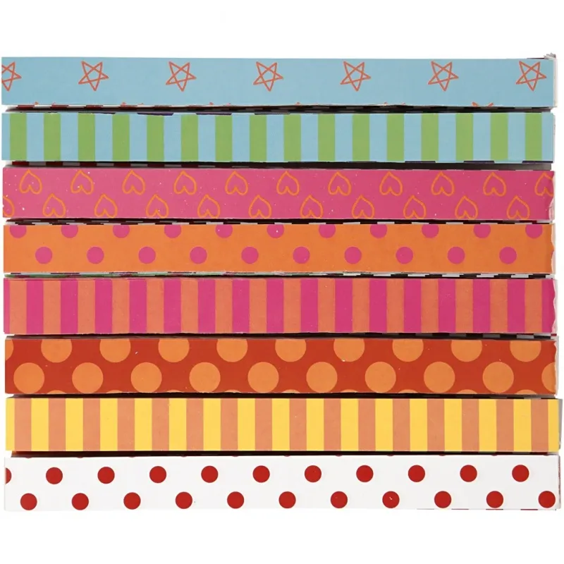 Papierketten, mit Muster, L 16 cm, B 15 mm, 400 Stk/ 1 Pck