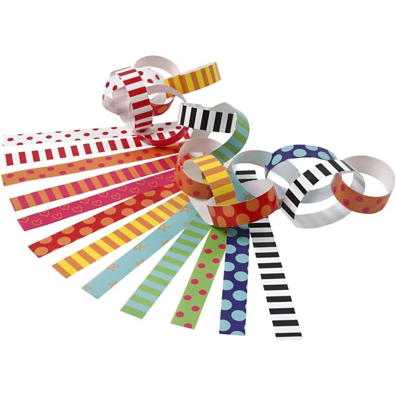 Papierketten, mit Muster, L 16 cm, B 15 mm, 400 Stk/ 1 Pck
