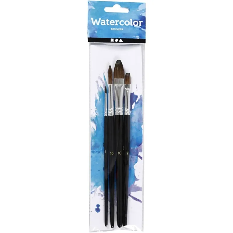 Aquarellpinsel, Nr. 1+7+10, 4 Stk/ 1 Pck