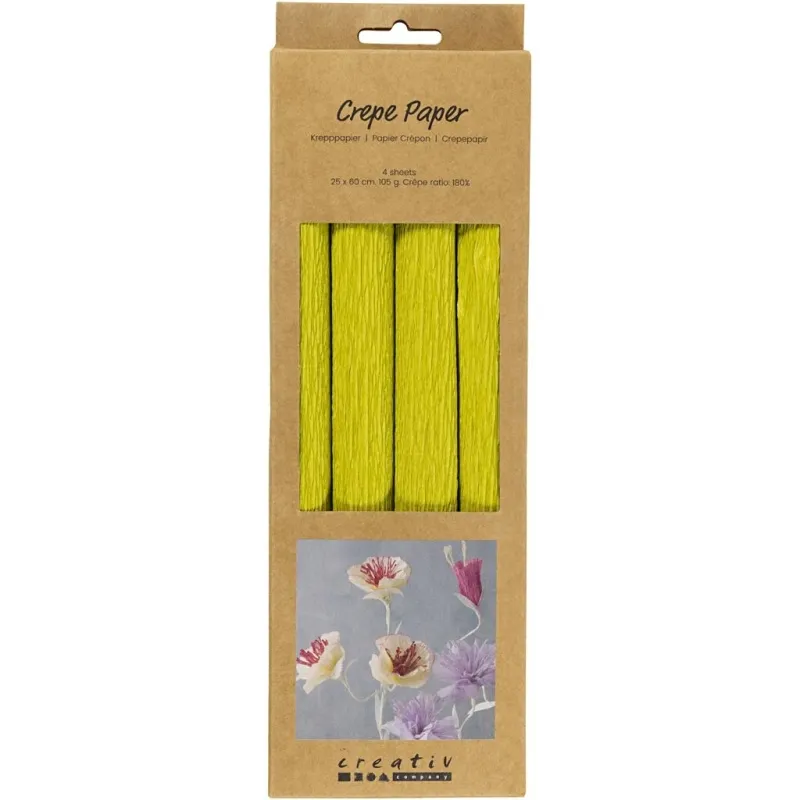 Krepppapier, Blatt 25x60 cm, Kreppanteil: 180%, 105 g, Hellgrün, 4 Bl./ 1 Pck