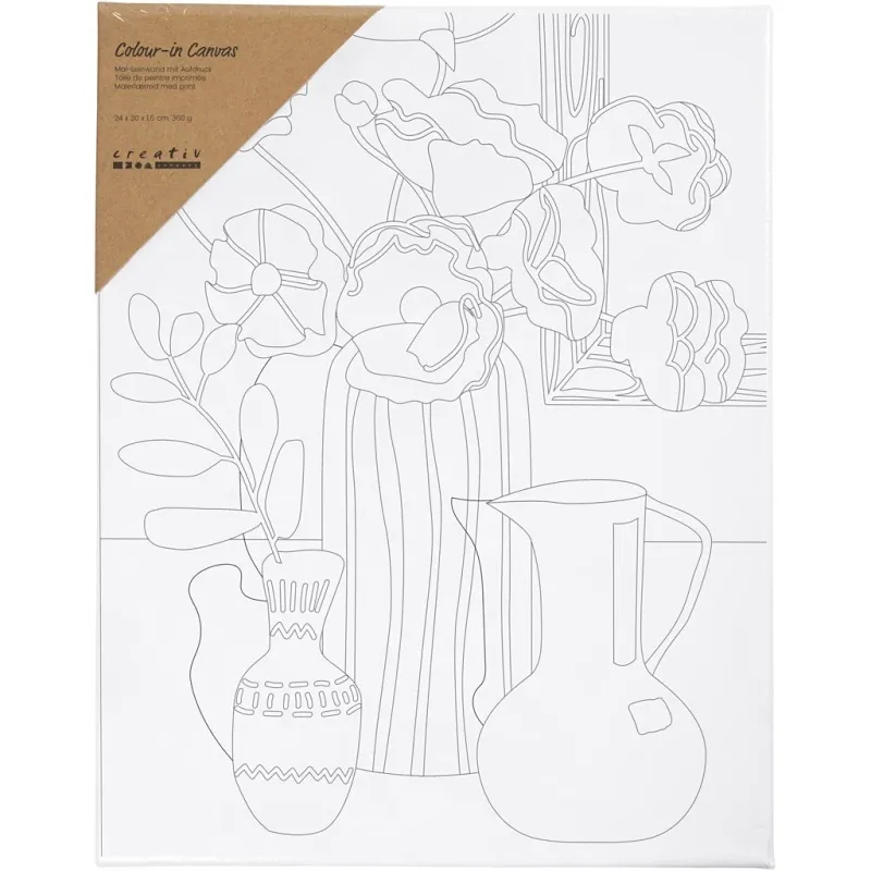 Mal-Leinwand mit Aufdruck, Blumenstillleben, T 1,6 cm, Größe 24x30 cm, 360 g, 1 Stk