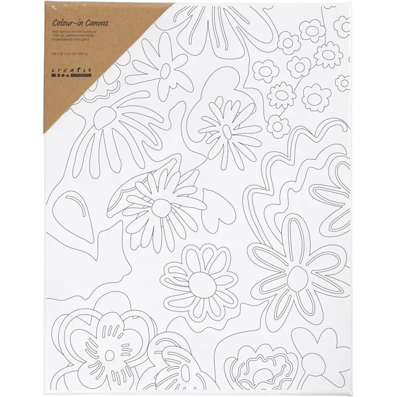 Mal-Leinwand mit Aufdruck, Blumen, T 1,6 cm, Größe 24x30 cm, 360 g, 1 Stk