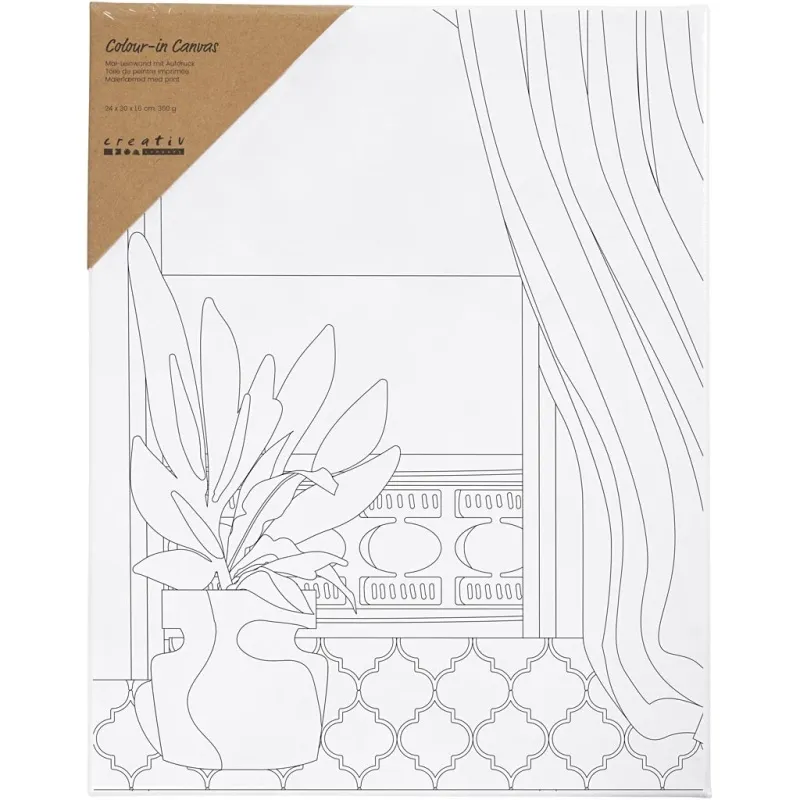 Mal-Leinwand mit Aufdruck, Fenster, T 1,6 cm, Größe 24x30 cm, 360 g, 1 Stk