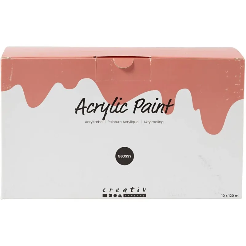Acrylfarbe, glänzend, Sortierte Farben, 10x120 ml/ 1 Pck