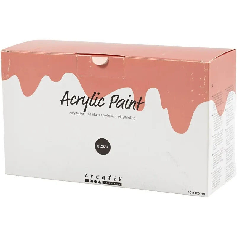 Acrylfarbe, glänzend, Sortierte Farben, 10x120 ml/ 1 Pck