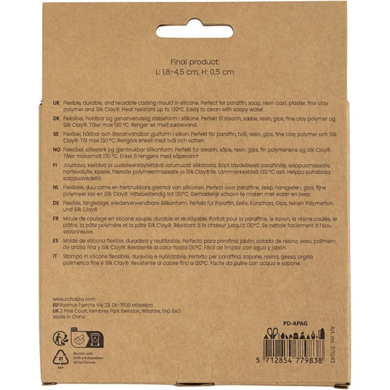 Silikonform, Blätter und Blüten, H 0,5 cm, L 1,8-4,5 cm, 4 Stk/ 1 Stk